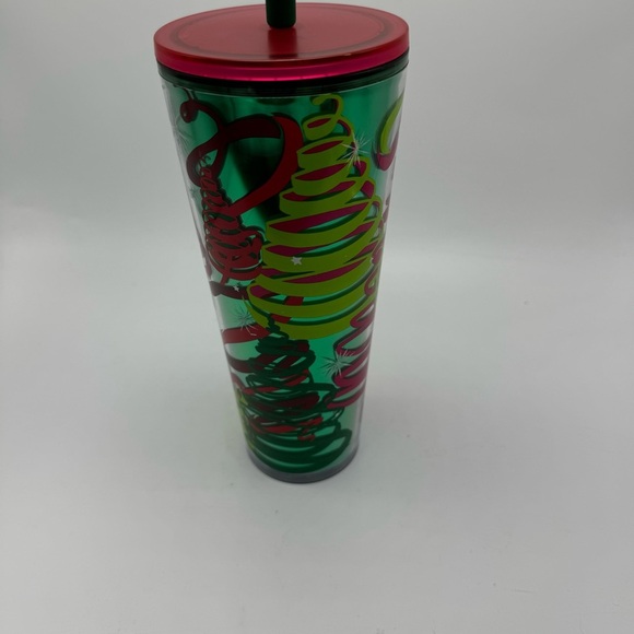 Starbucks 2023 Holiday Ribbons & Trees Star Straw Topper Tumbler 24oz - Picture 5 of 10
